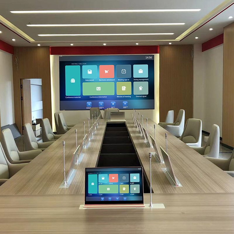 Hidden Desktop Flip up Monitor Paperless Conference စနစ်